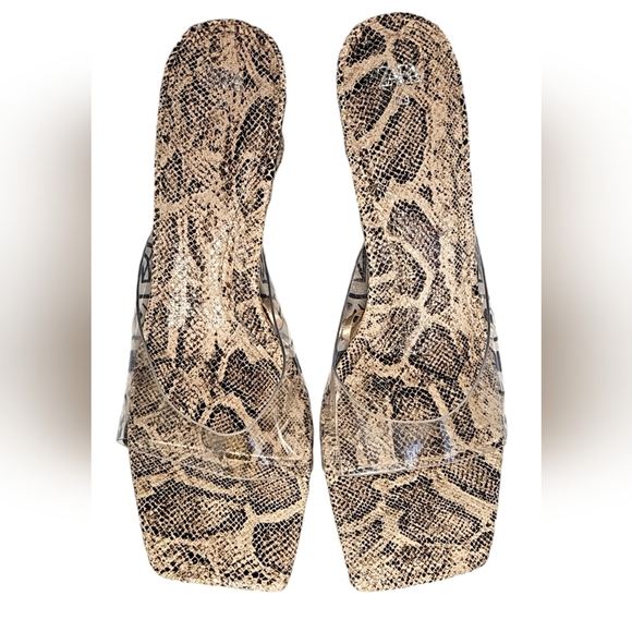 ZARA Animal Print Wedge Sandals Size 8.5 | Snakeskin Platform Heels  Neutral Tan - Picture 7 of 14